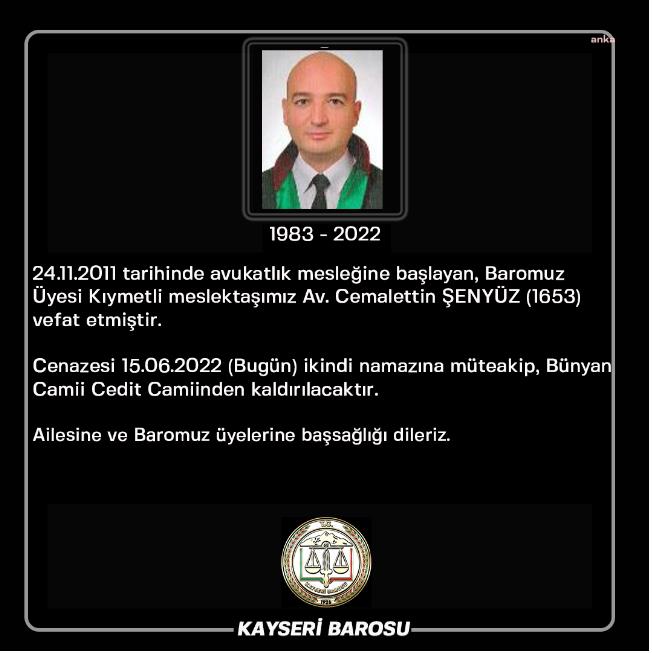 KAYSERİ'DE BİR AVUKAT İNTİHAR ETTİ
