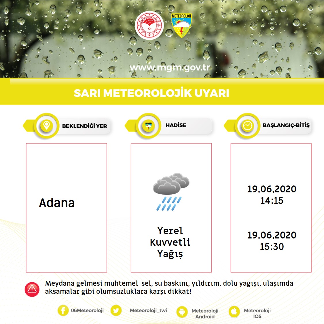 METEOROLOJİ'DEN ADANA İÇİN KRİTİK UYARI