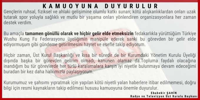 RTÜK BAŞKANI ŞAHİN: HİÇ 4 MAAŞIM OLMADI