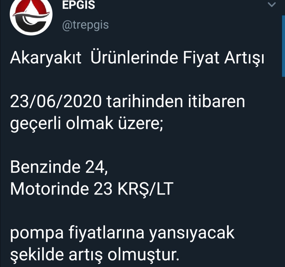 BENZİNE 24, MOTORİNE 23 KURUŞ ZAM