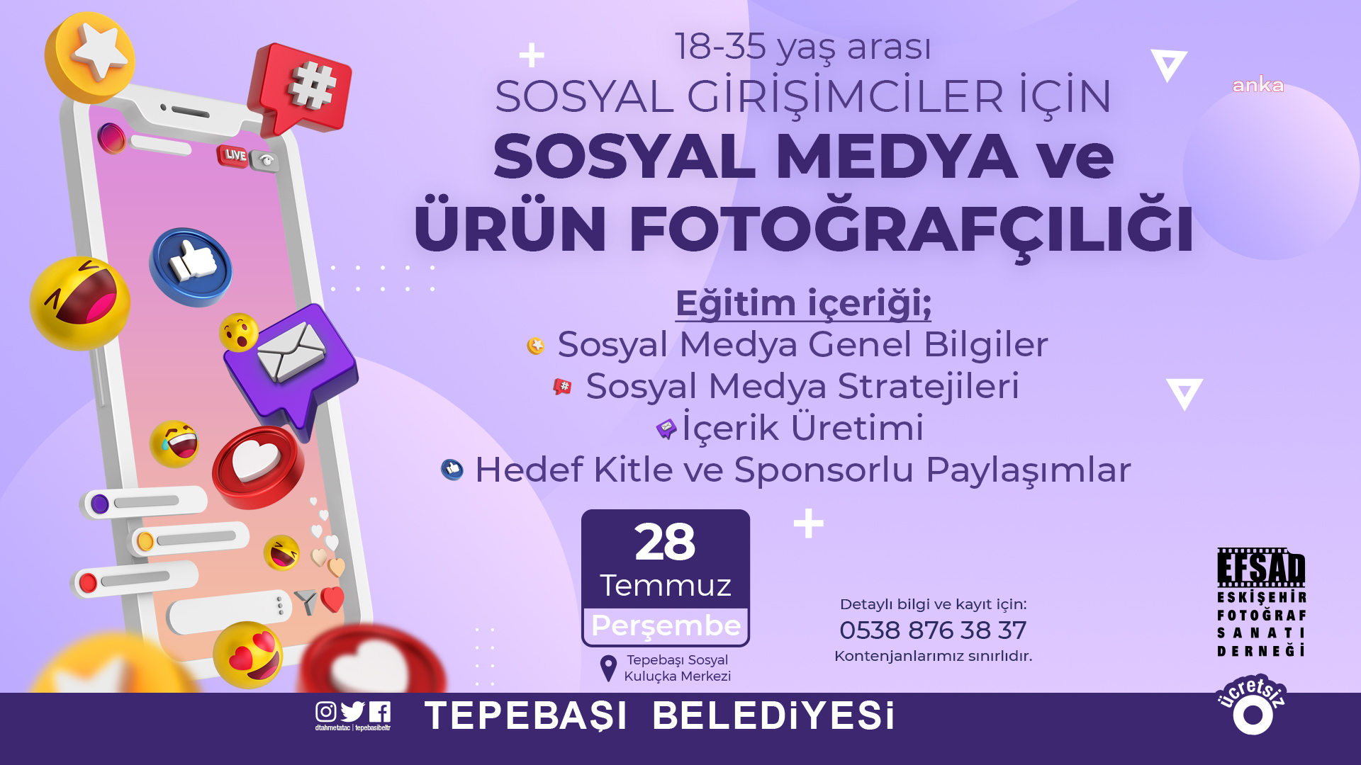 TEPEBAŞI BELEDİYESİ’NDEN ‘SOSYAL MEDYA VE ÜRÜN FOTOĞRAFÇILIĞI’ EĞİTİMİ