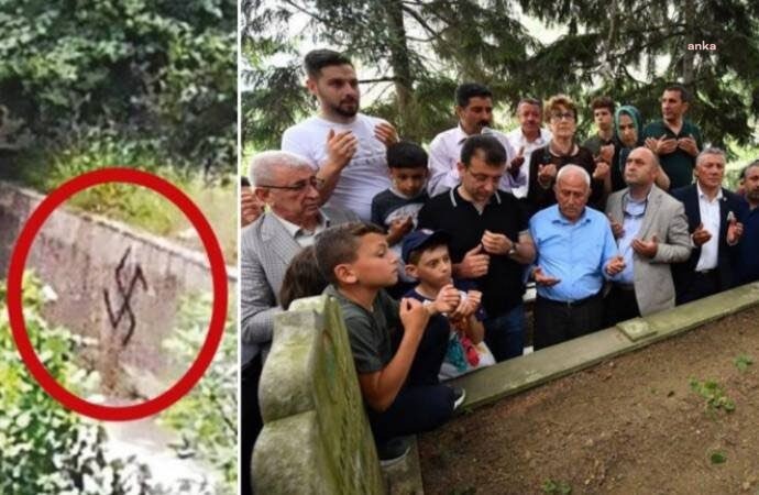 İMAMOĞLU’NUN AİLE MEZARLIĞINA GAMALI HAÇ ÇİZİLDİ