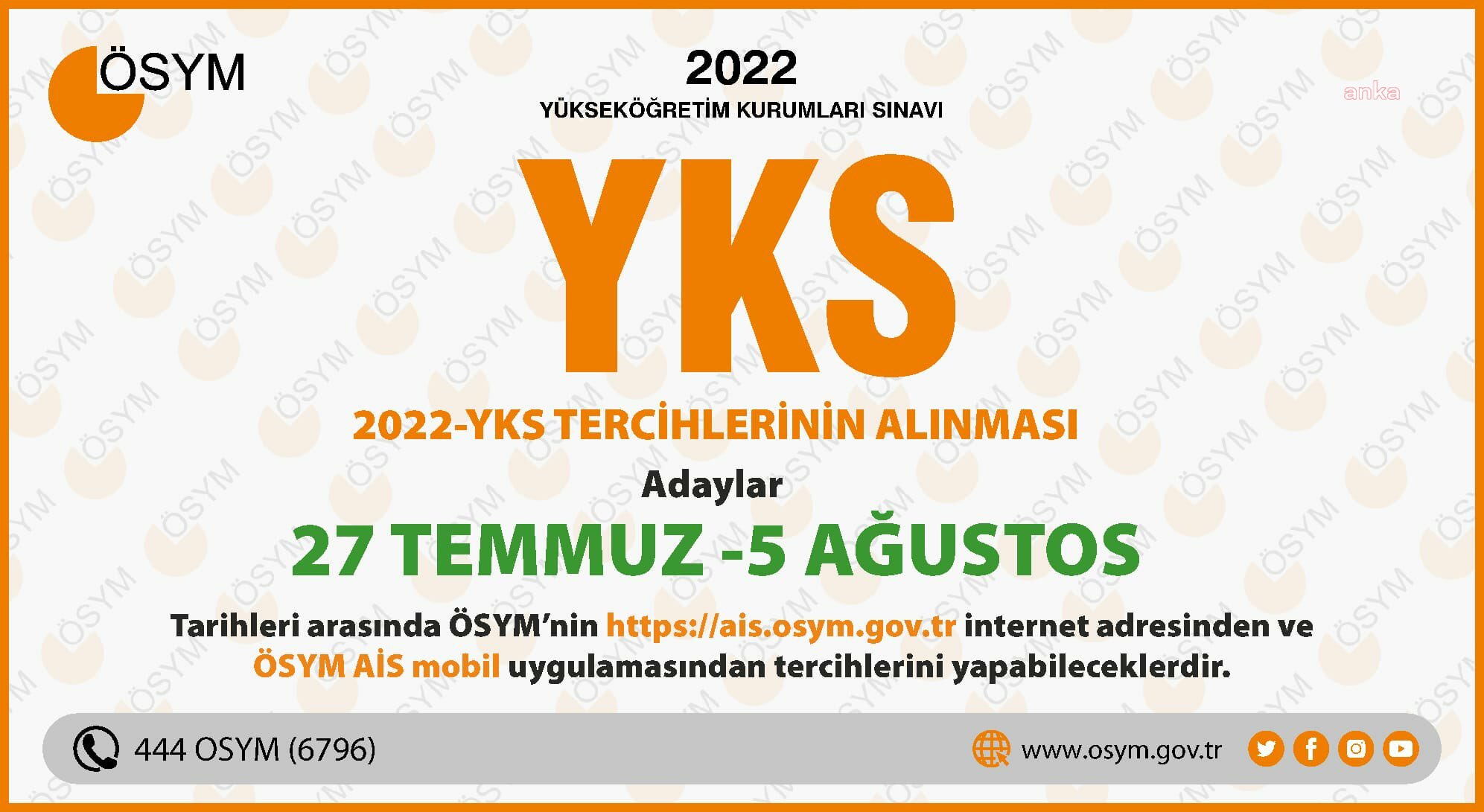 YÜKSEKÖĞRETİM KURUMLARI SINAVI TERCİH İŞLEMLERİ BAŞLADI
