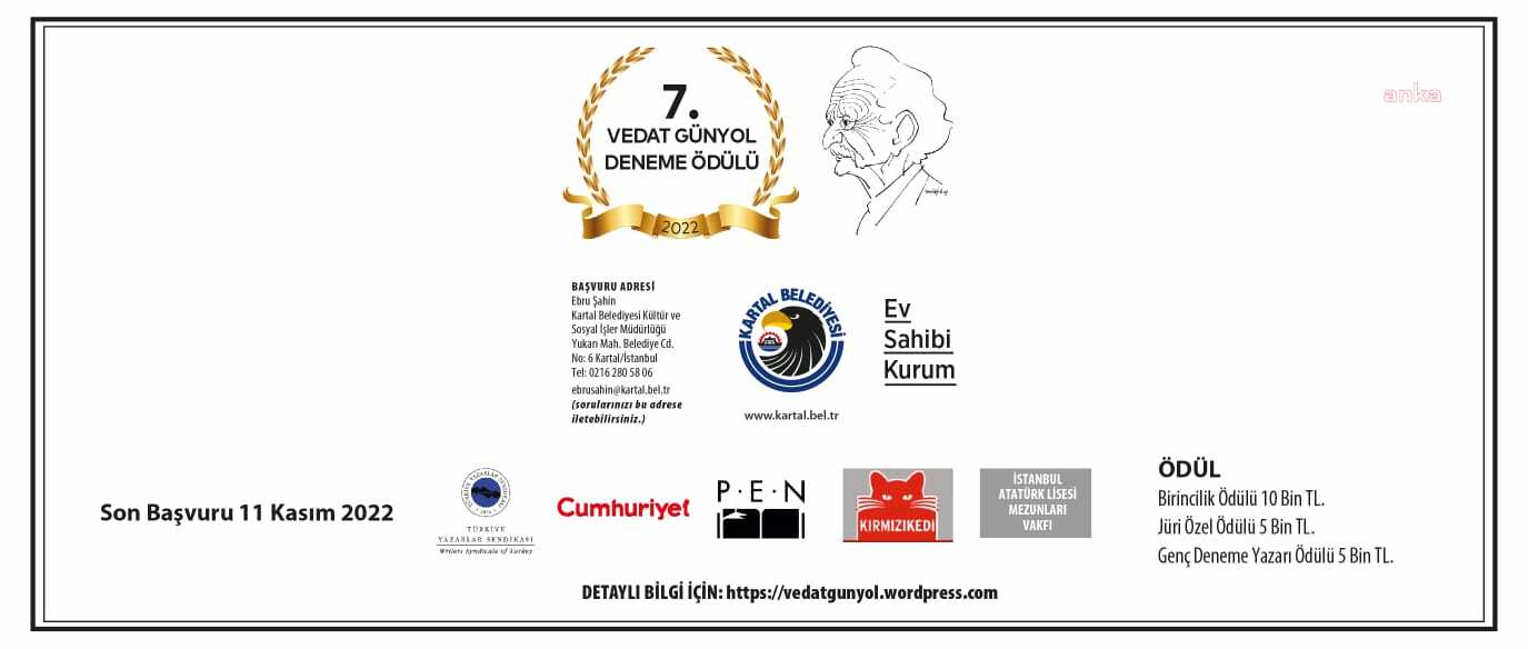VEDAT GÜNYOL DENEME YARIŞMASI İÇİN BAŞVURU SÜRECİ BAŞLADI