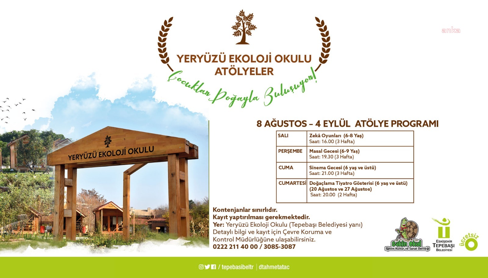 TEPEBAŞI BELEDİYESİ’NİN ‘YERYÜZÜ EKOLOJİ OKULU’ AĞUSTOS ATÖLYELERİ BAŞLIYOR