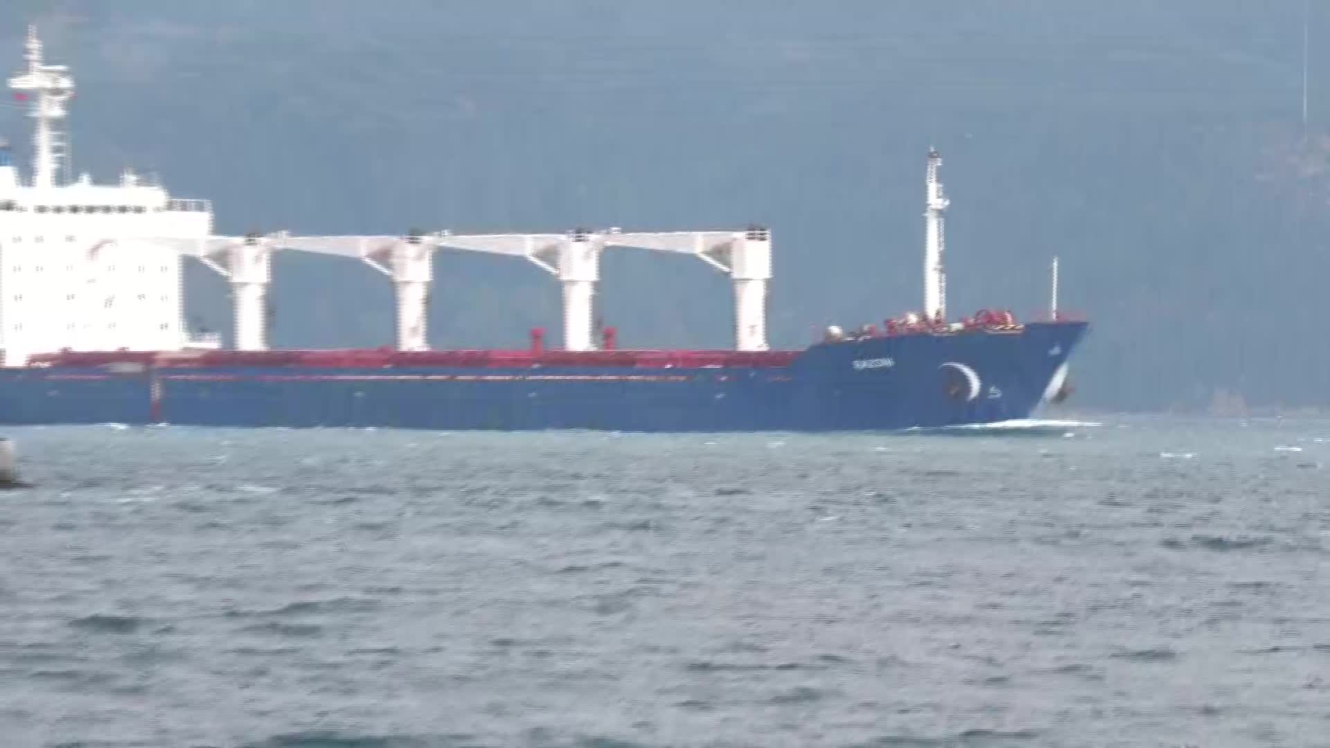 UKRAYNA'DAN YOLA ÇIKAN MISIR YÜKLÜ GEMİ İSTANBUL BOĞAZI'NDAN GEÇTİ