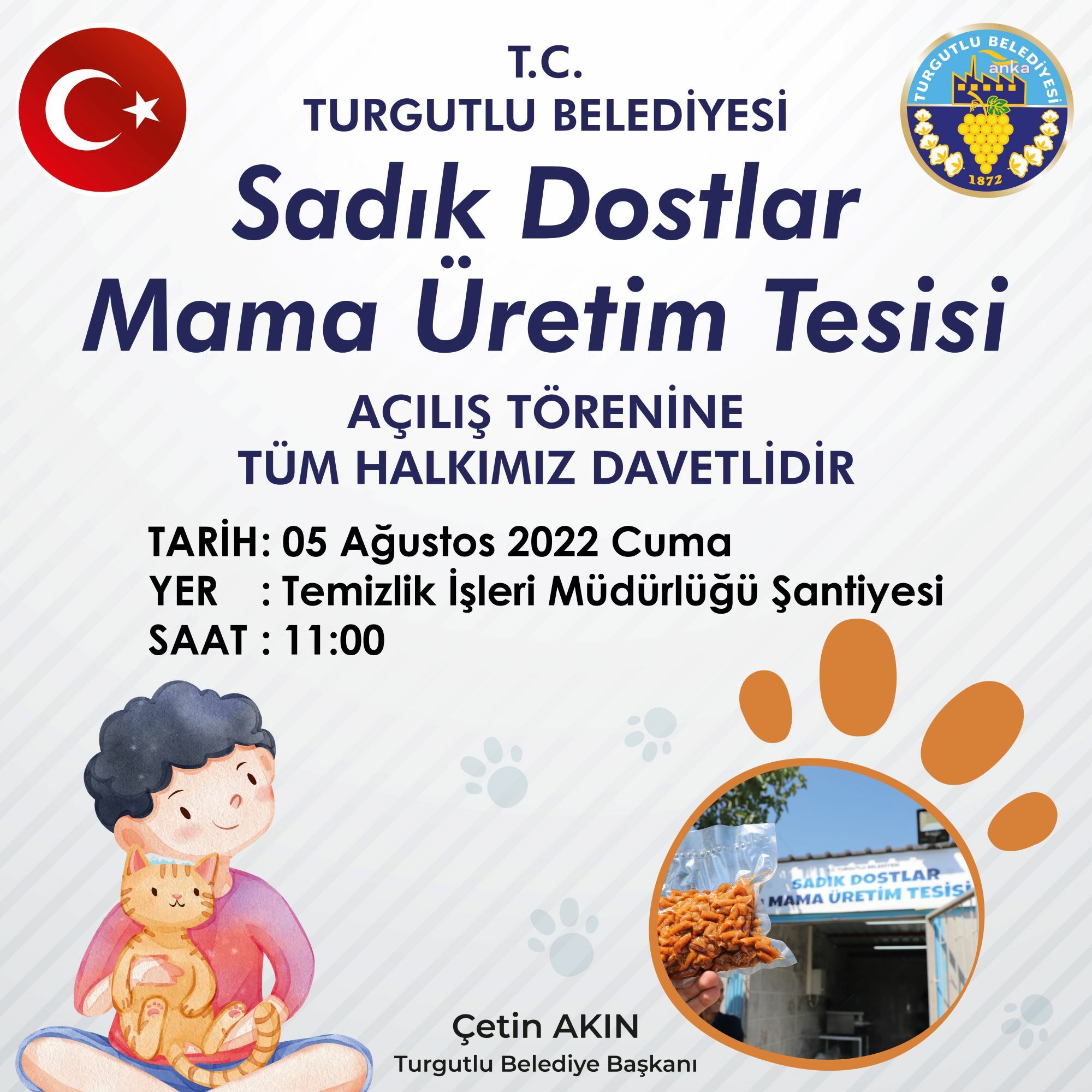 TURGUTLU’DA ‘SADIK DOSTLAR MAMA ÜRETİM TESİSİ’NİN AÇILIŞI 5 AĞUSTOS’TA YAPILACAK