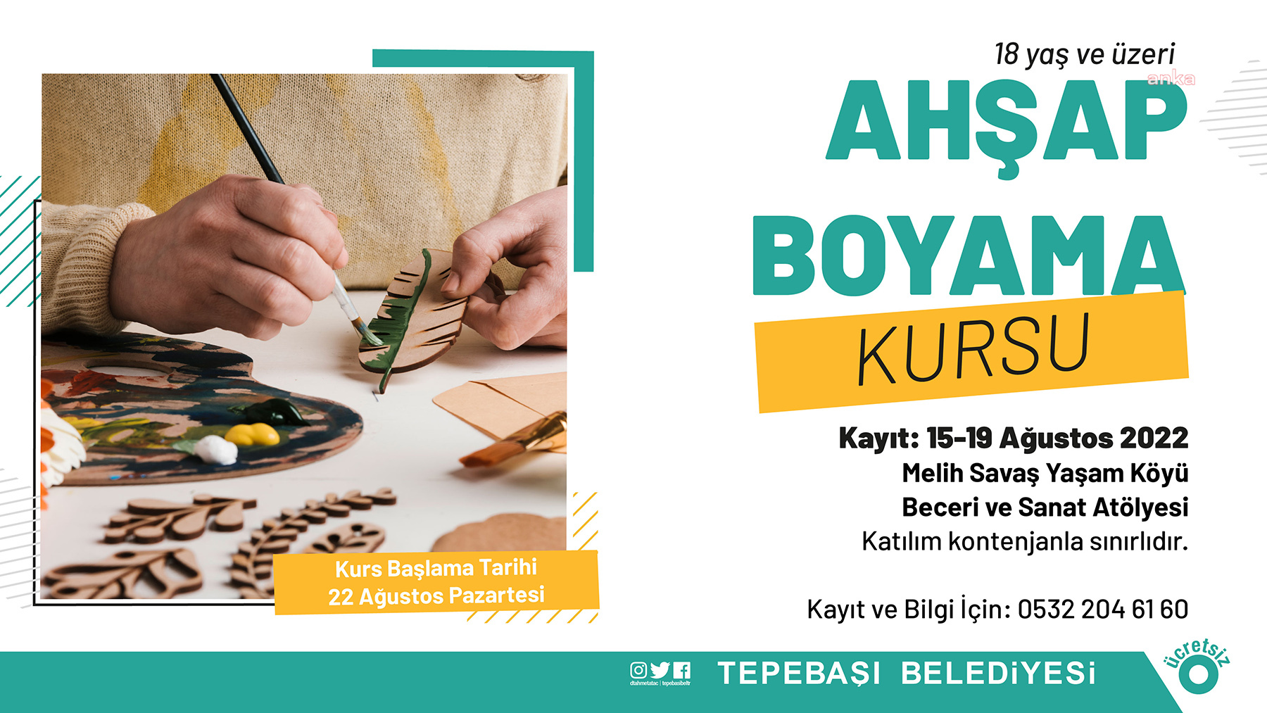 TEPEBAŞI'NDA AHŞAP BOYAMA KURSU İÇİN KAYITLAR BAŞLIYOR