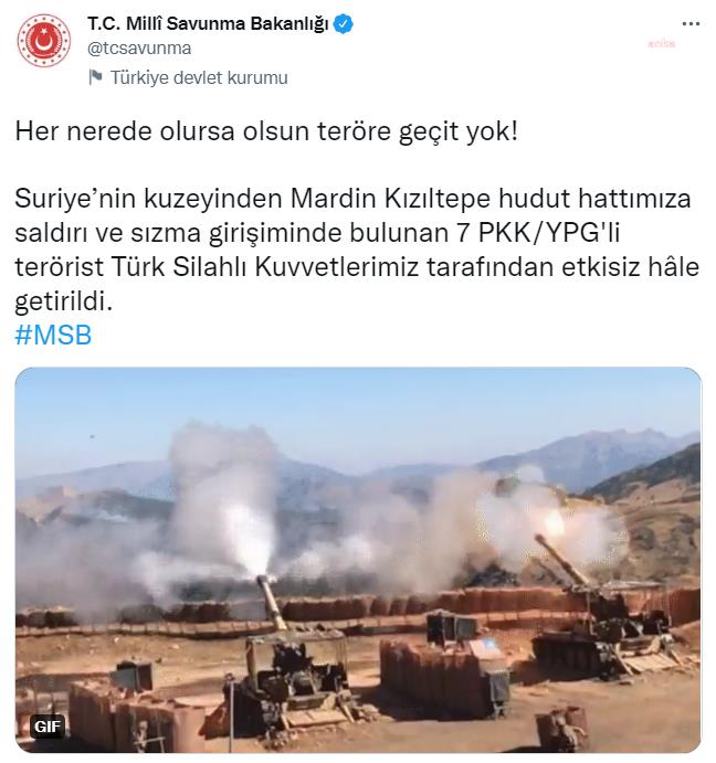MSB, “7 PKK/YPG'Lİ TERÖRİSTİN ETKİSİZ HALE GETİRİLDİĞİNİ” DUYURDU