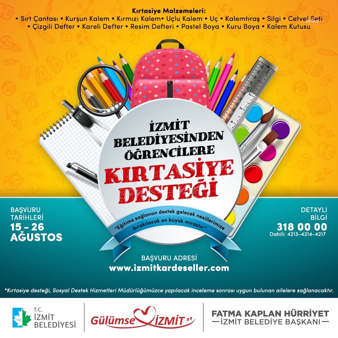 İZMİT BELEDİYESİ ÖĞRENCİLERE KIRTASİYE DESTEĞİ SAĞLAYACAK