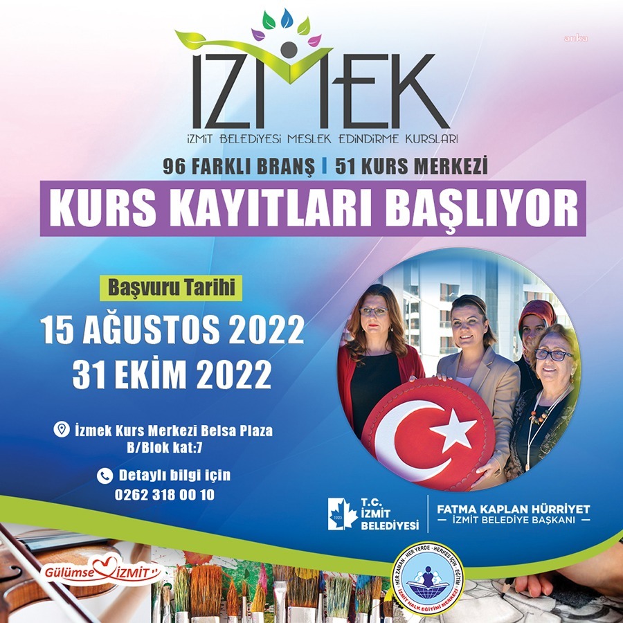 İZMİT BELEDİYESİ’NİN MESLEK EDİNDİRME KURSLARINDA YENİ DÖNEM BAŞVURULARI BAŞLIYOR