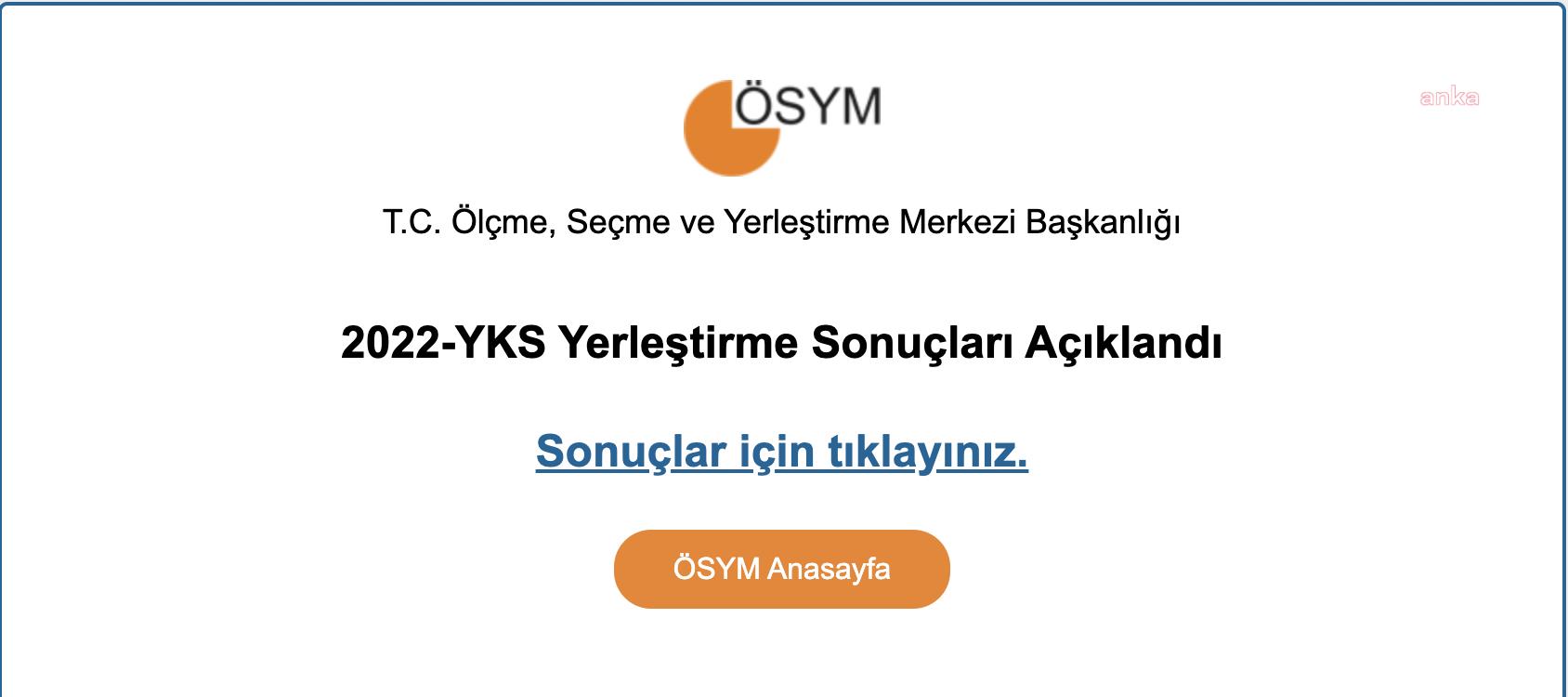 YKS 2022 YERLEŞTİRME SONUÇLARI AÇIKLANDI