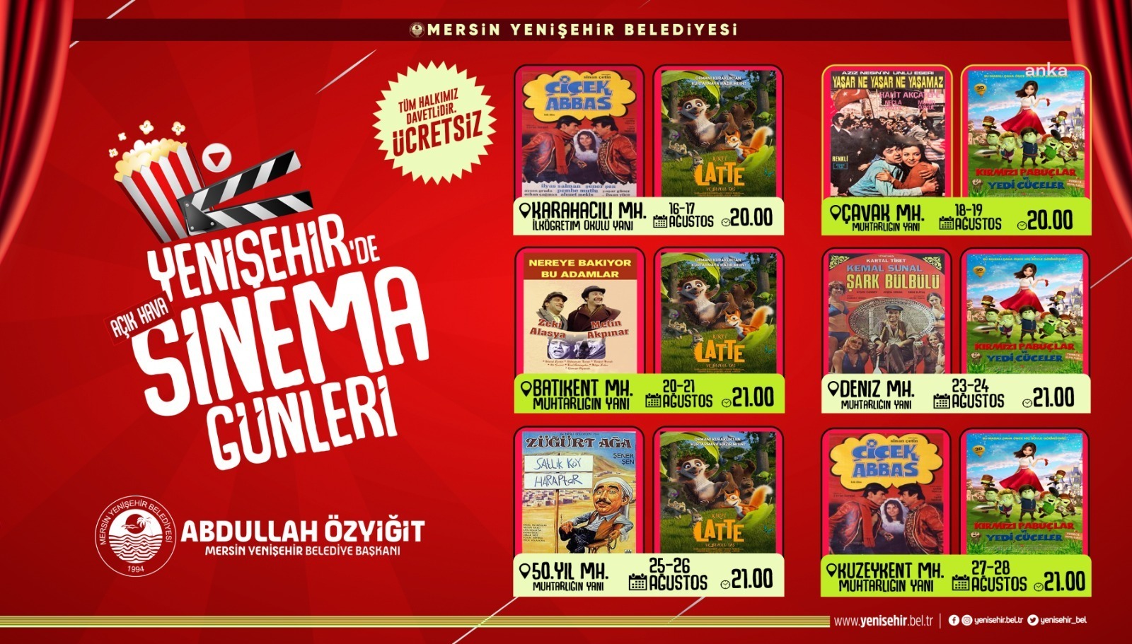 MERSİN YENİŞEHİR BELEDİYESİ, AÇIK HAVA SİNEMASINI MAHALLELERE TAŞIYOR