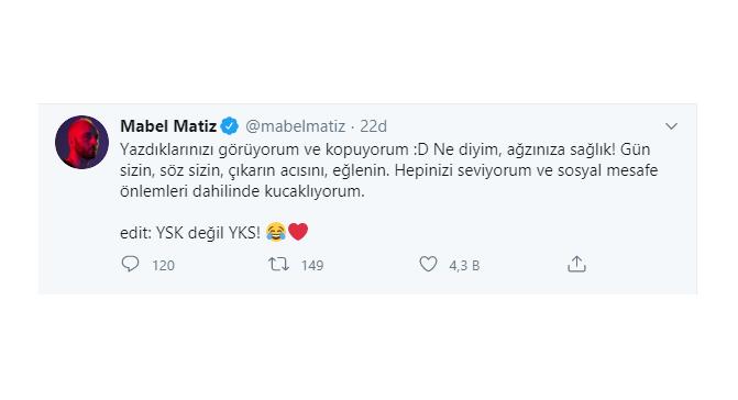 TYT'DE MABEL MATİZ'İN "FIRTINAYIM" PARÇASINDAN SORU ÇIKTI! MABEL MATİZ ÖĞRENCİLERİN İLGİSİNE TEŞEKKÜR ETTİ