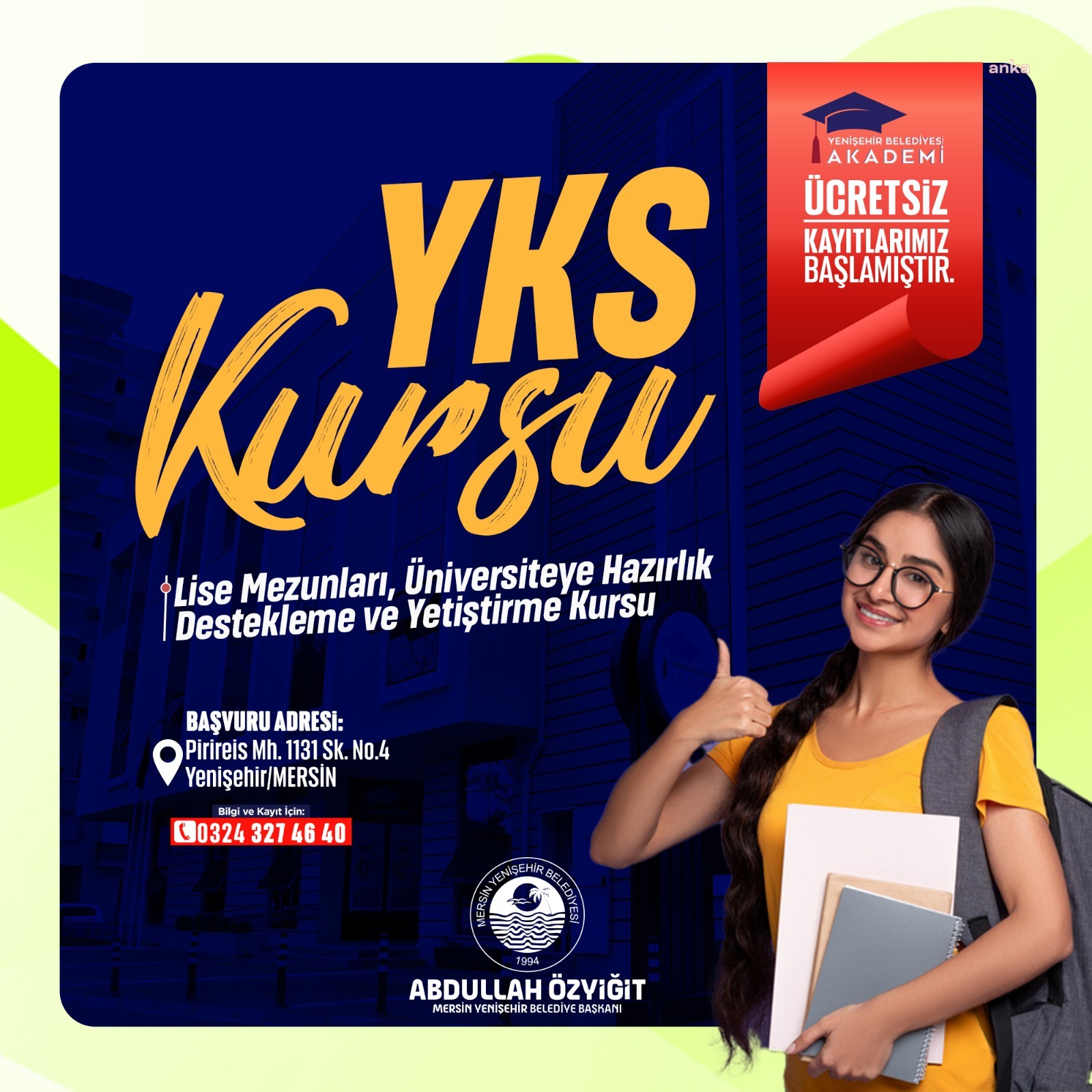 YENİŞEHİR BELEDİYESİ YKS KURSU KAYITLARI BAŞLADI