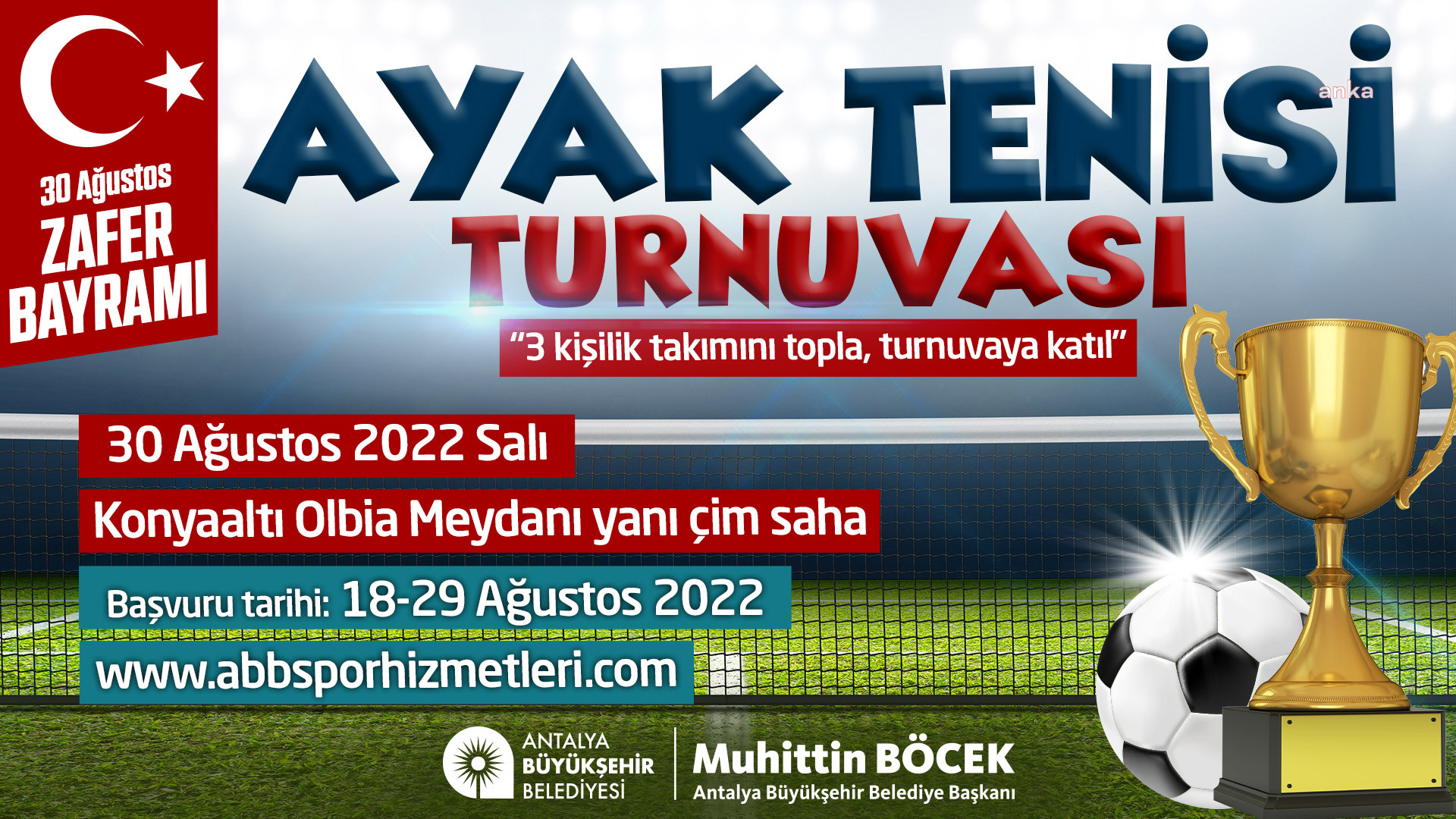 ANTALYA BÜYÜKŞEHİR, 30 AĞUSTOS ZAFER BAYRAMINDA AYAK TENİSİ TURNUVASI DÜZENLİYOR