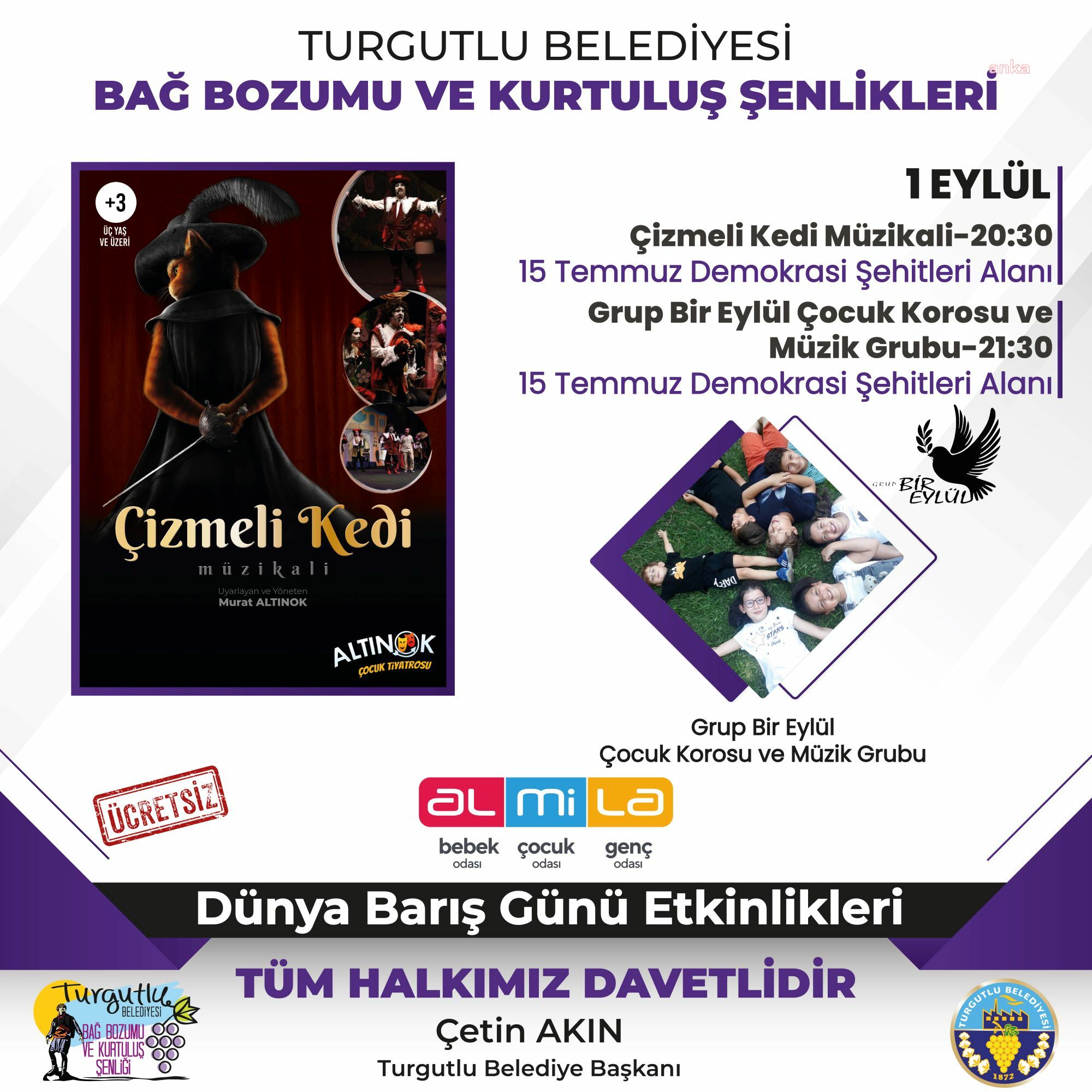 TURGUTLU BELEDİYESİ, ZAFER BAYRAMI, BAĞ BOZUMU VE KURTULUŞ ŞENLİKLERİ'NDE ÇOCUKLARI UNUTMADI