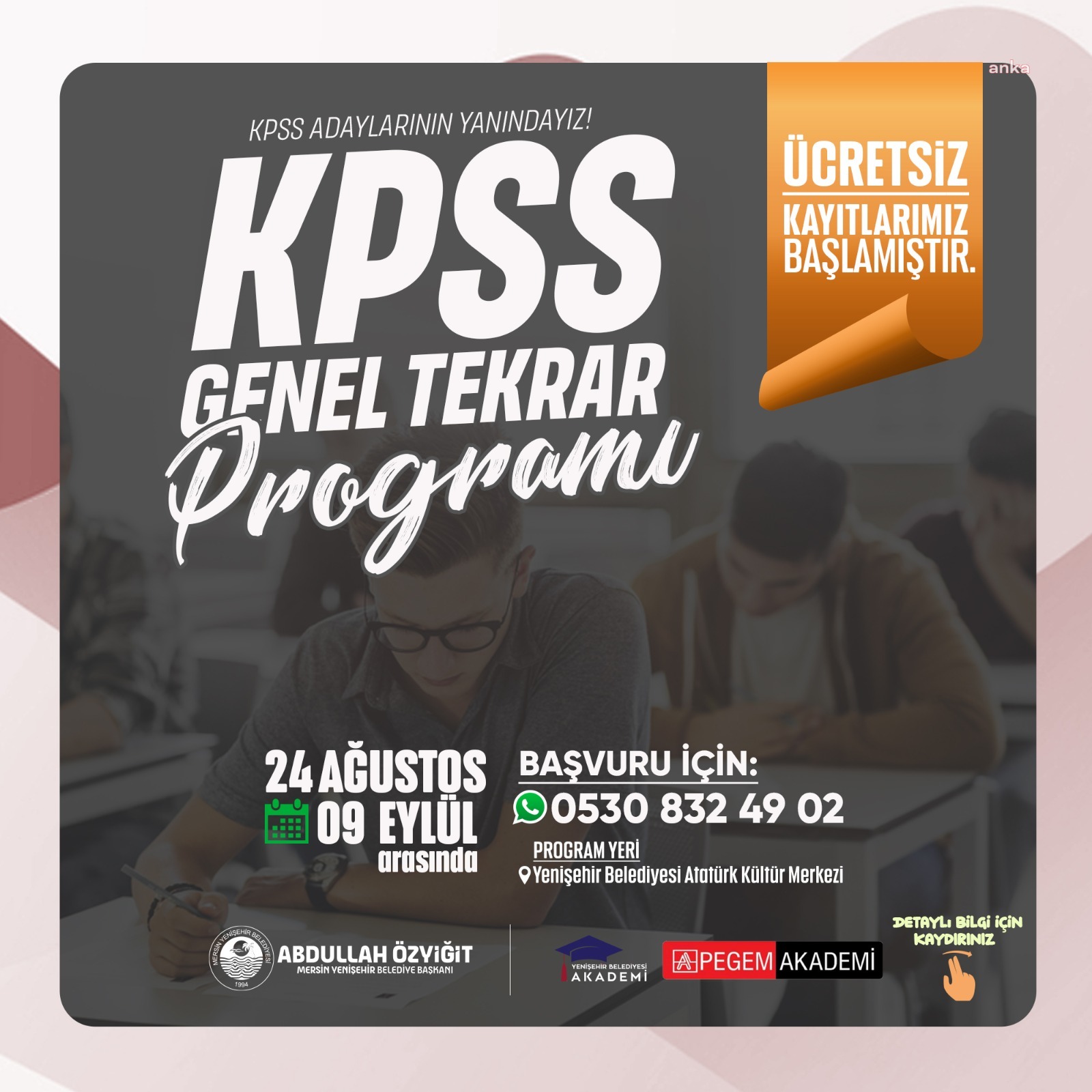 YENİŞEHİR BELEDİYESİ’NDEN KPSS ADAYLARINA DESTEK